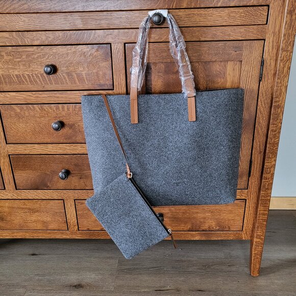 J. Jill Flannel Felt All Day Tote Gray Heather - Picture 2 of 10